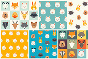 Cute animals vector pattern set