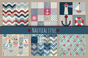 Set of 6 patterns in nautical style.