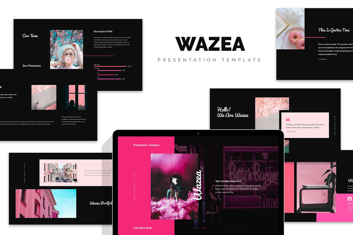 Wazea: Pink Color Tone Google Slides in Google Slides Templates - product preview 8