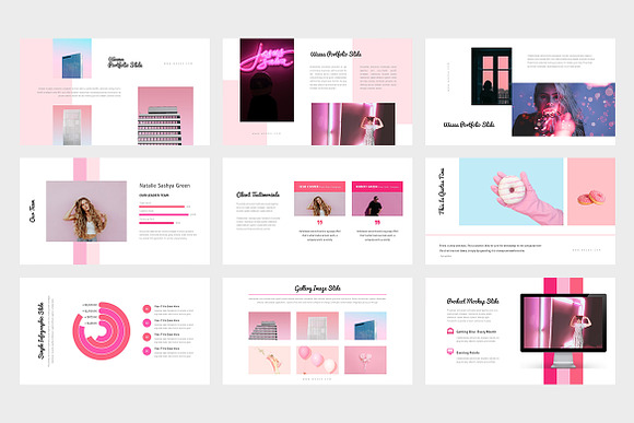 Wazea: Pink Color Tone Google Slides in Google Slides Templates - product preview 10