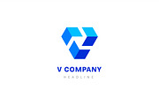 V cube company logo template.