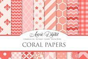 Coral Digital Paper Patterns
