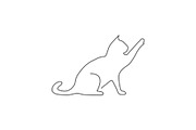 Cat One line drawing on white