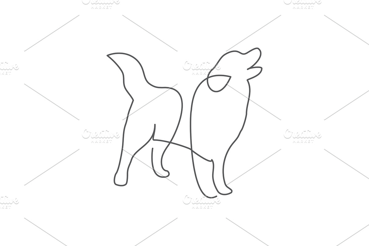 Dog One line drawing on white in Illustrations - product preview 8
