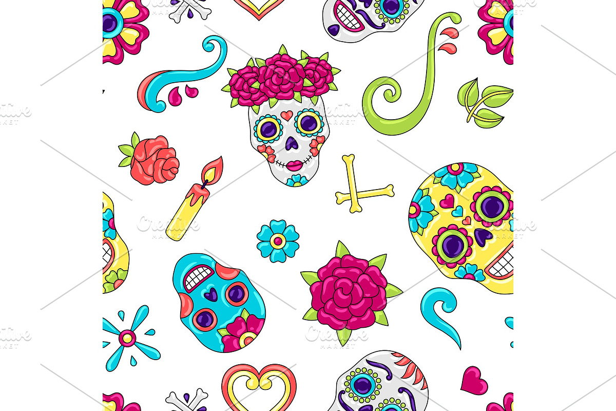 Day of the Dead seamless pattern in Patterns - product preview 8