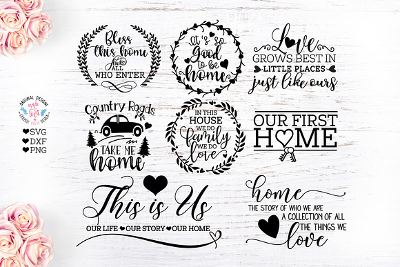 Home Sign Bundle Cut Files in Illustrations - product preview 8