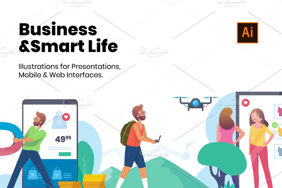 Business & Smart Life Illustrations in Web Elements - product preview 8