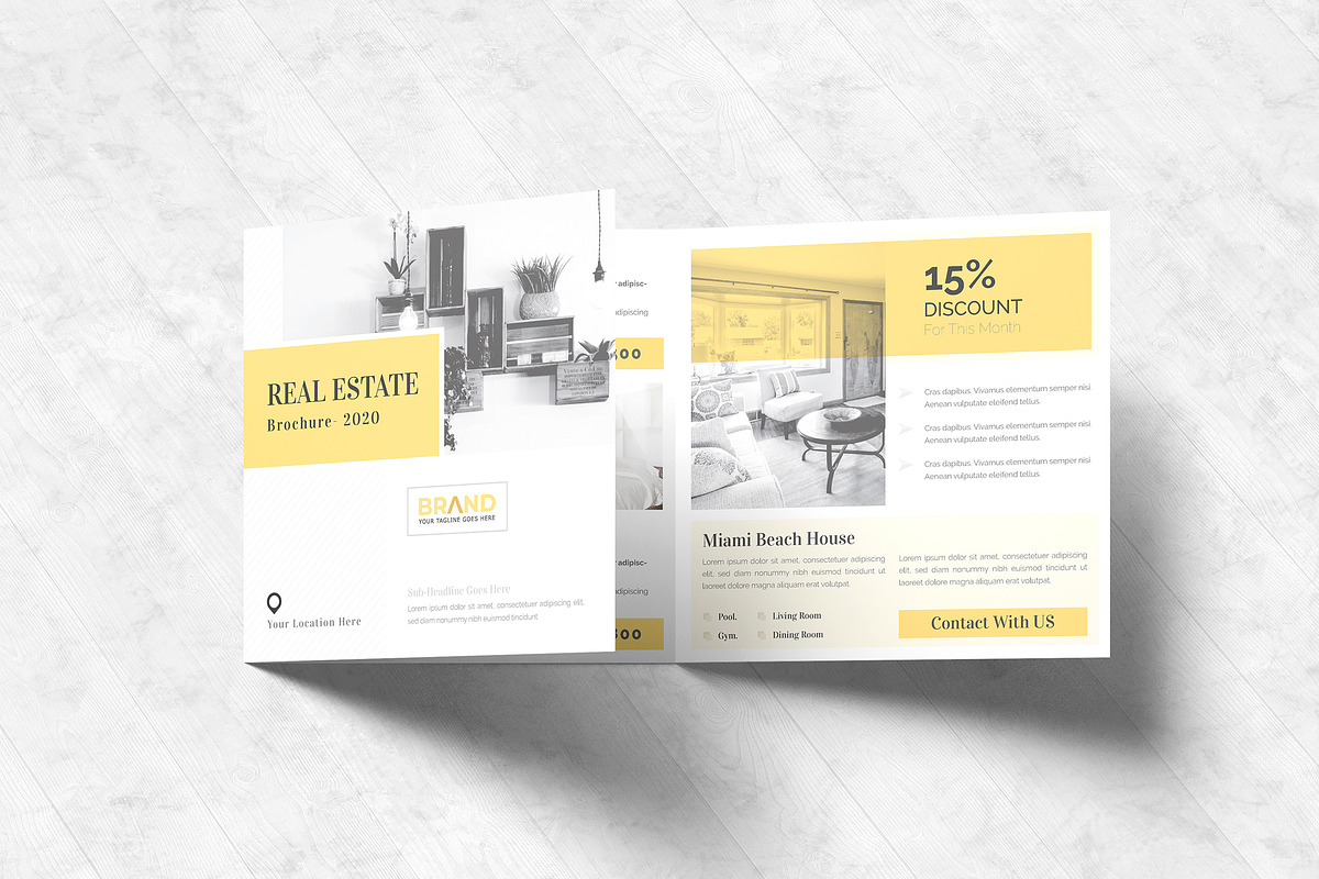 Real Estate Square Trifold Brochure in Brochure Templates - product preview 8