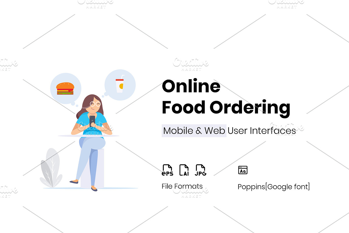 Food Ordering Delivery Illustration in Web Elements - product preview 8