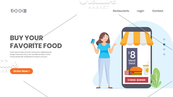 Food Ordering Delivery Illustration in Web Elements - product preview 2