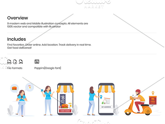Food Ordering Delivery Illustration in Web Elements - product preview 3