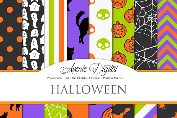 Bright Halloween Digital Papers