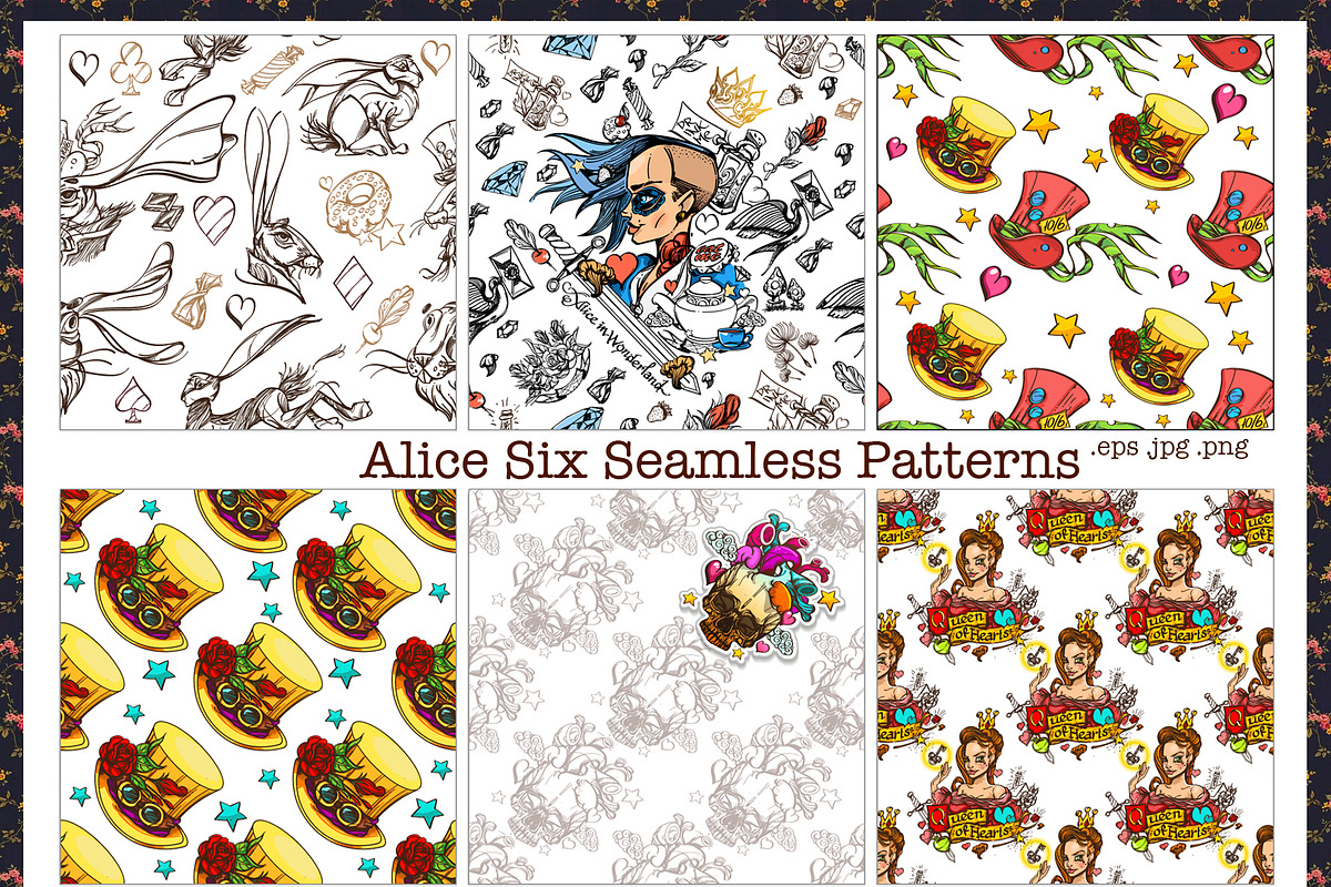 Alice. Six Seamless Patterns in Patterns - product preview 8