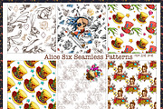 Alice. Six Seamless Patterns