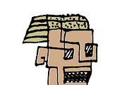 Sketchy Man Head Cartoon Isolated Dr