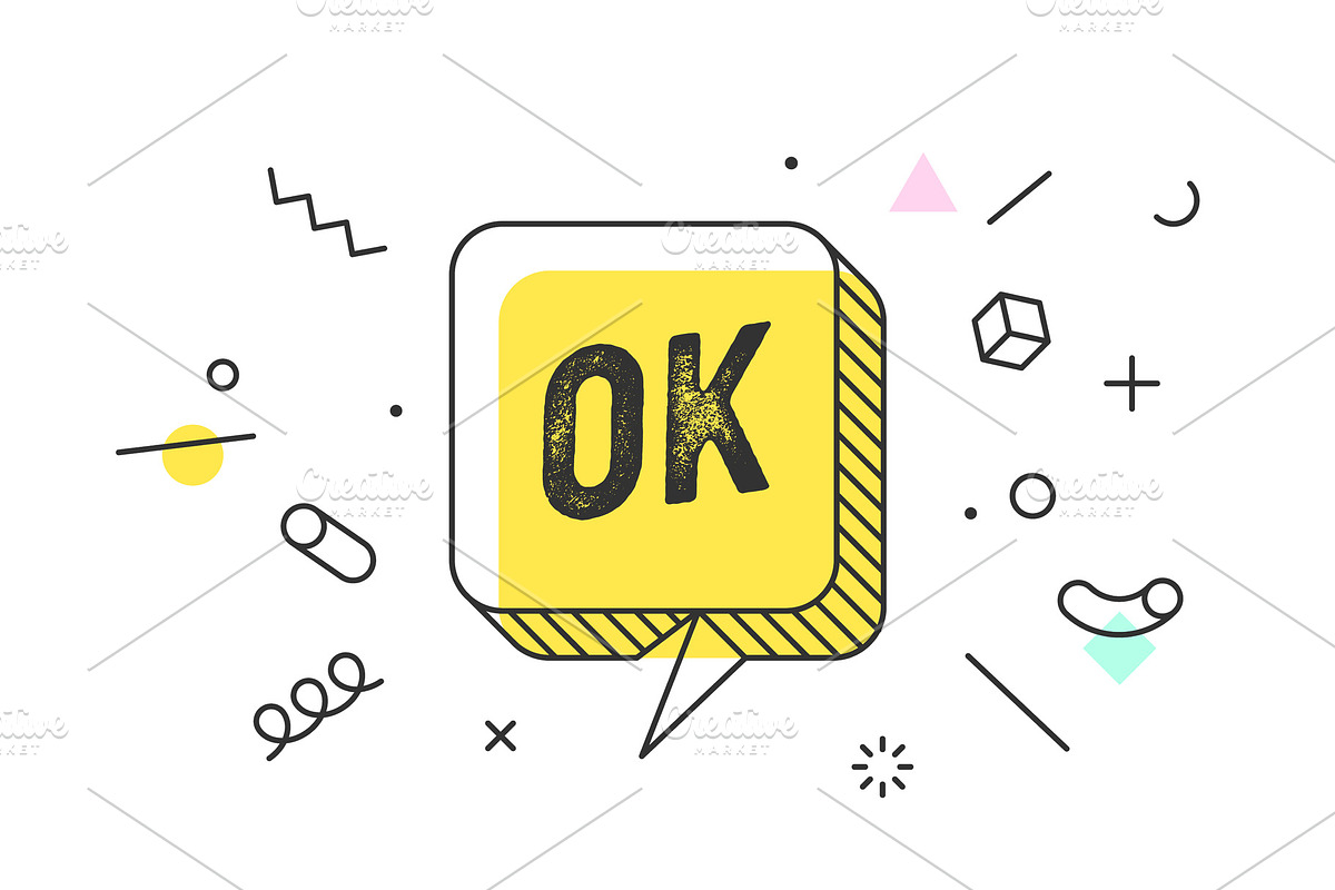 OK. Banner, speech bubble, poster in Illustrations - product preview 8