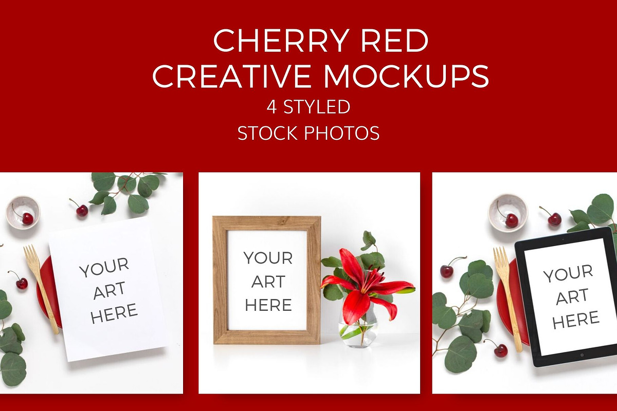 Cherry Red Mockups (8 Images) in Mobile & Web Mockups - product preview 8