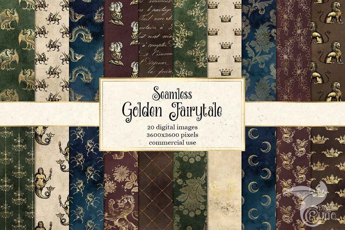 Golden Fairytale Digital Paper in Patterns - product preview 8