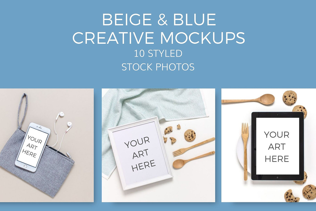 Beige & Blue Mockups (20 Images) in Mobile & Web Mockups - product preview 8