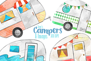 Watercolor Campers Clipart