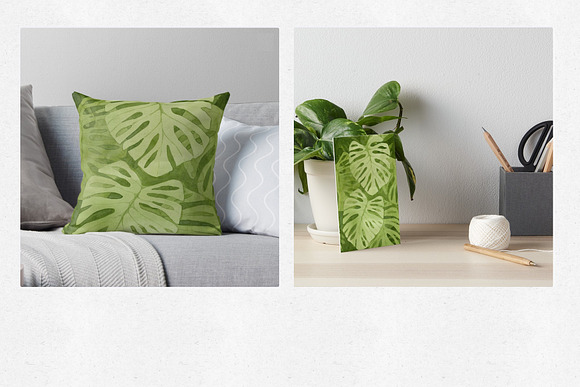 Watercolor Monstera Seamless Pattern in Patterns - product preview 1