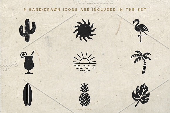 Summer Icons Hand Drawn Graphics Set in Hand Drawn Icons - product preview 1