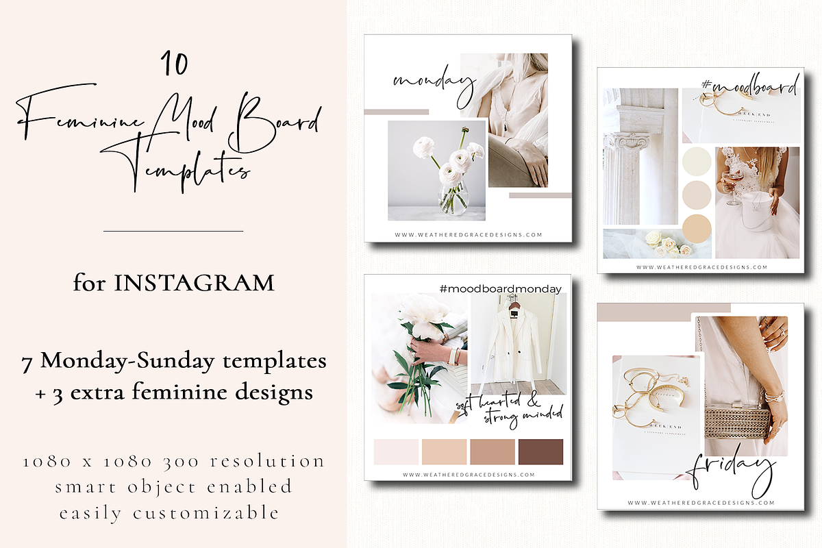 10 Feminine Instagram Mood Templates in Instagram Templates - product preview 8