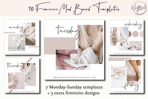 10 Feminine Instagram Mood Templates in Instagram Templates - product preview 1