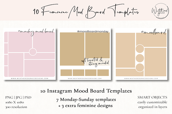 10 Feminine Instagram Mood Templates in Instagram Templates - product preview 4
