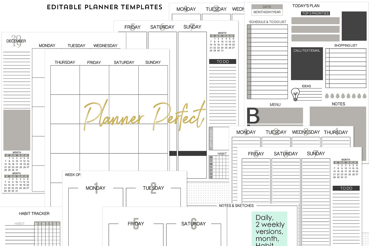 Editable Planner Perfect Templates