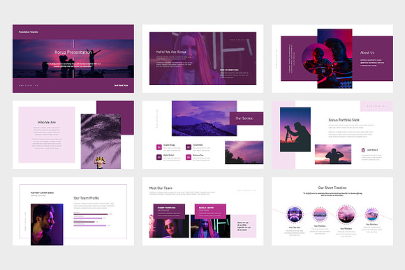 Xorua : Purple Color Powerpoint in PowerPoint Templates - product preview 1