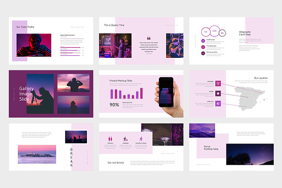 Xorua : Purple Color Powerpoint in PowerPoint Templates - product preview 3