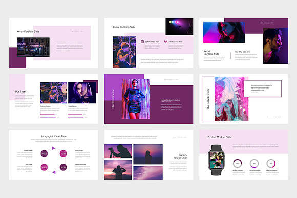 Xorua : Purple Color Powerpoint in PowerPoint Templates - product preview 4