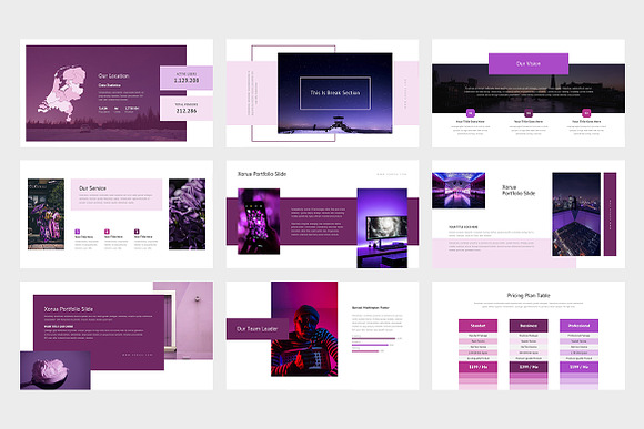 Xorua : Purple Color Powerpoint in PowerPoint Templates - product preview 5