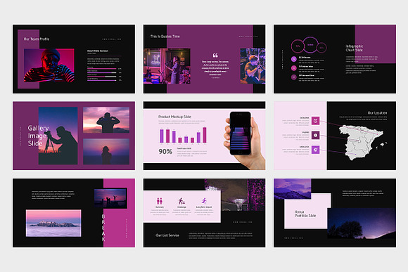 Xorua : Purple Color Powerpoint in PowerPoint Templates - product preview 9