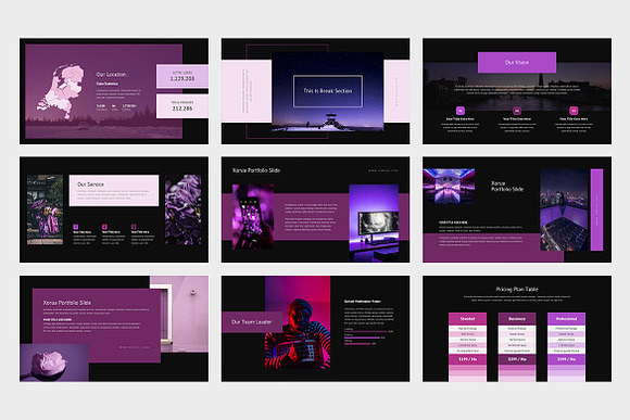 Xorua : Purple Color Powerpoint in PowerPoint Templates - product preview 11