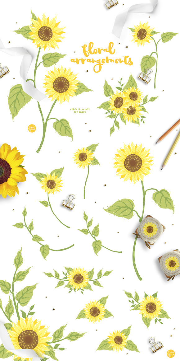 Sunflower Baby Shower + Invitation in Illustrations - product preview 2
