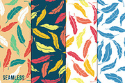 Colorful Seamless Feathers Patterns