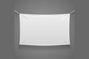 Blanc Fabric Rectangular Banner
