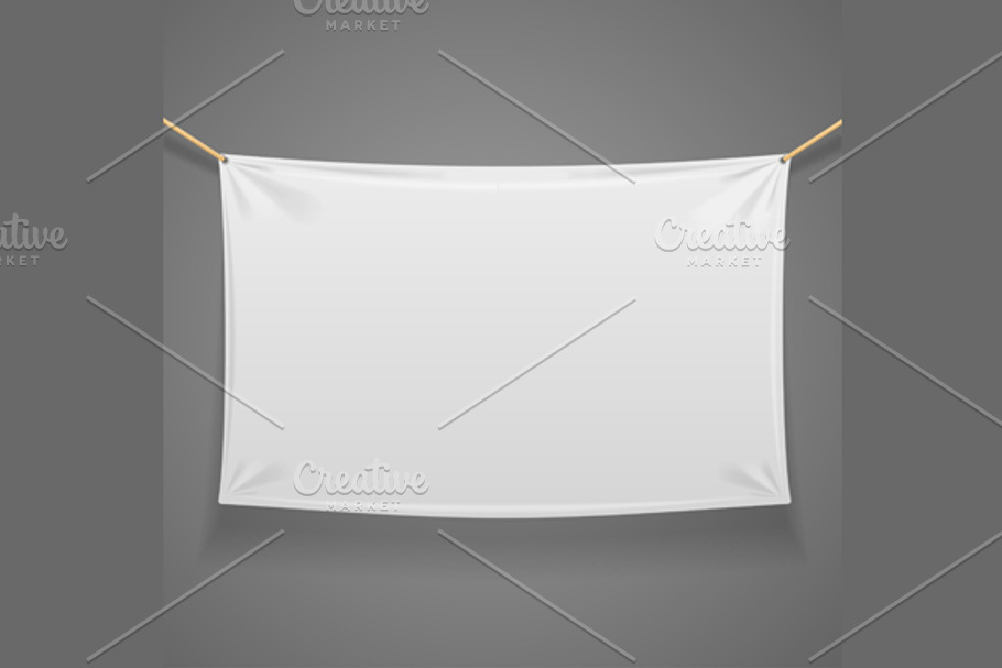 Blanc Fabric Rectangular Banner in Objects - product preview 8