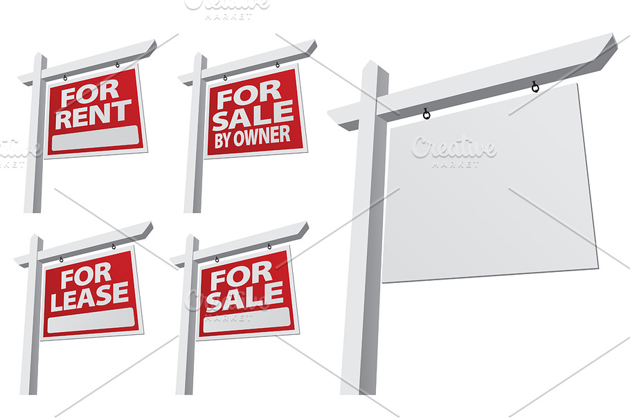 Set of Vector Real Estate Signs