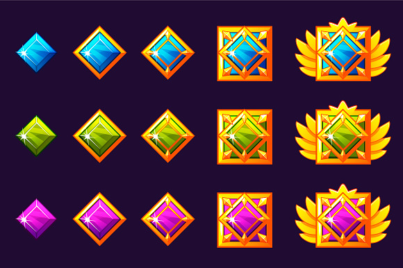 Gems award progress. Golden amulets in Game Icons - product preview 1