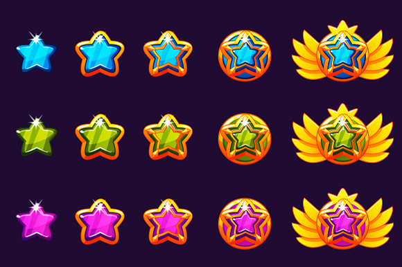 Gems award progress. Golden amulets in Game Icons - product preview 4