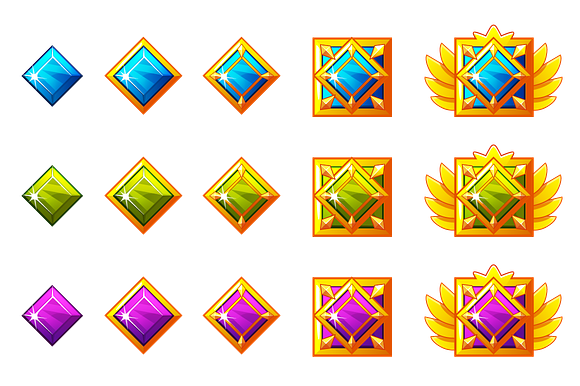 Gems award progress. Golden amulets in Game Icons - product preview 6