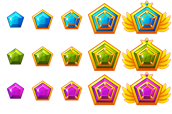 Gems award progress. Golden amulets in Game Icons - product preview 7