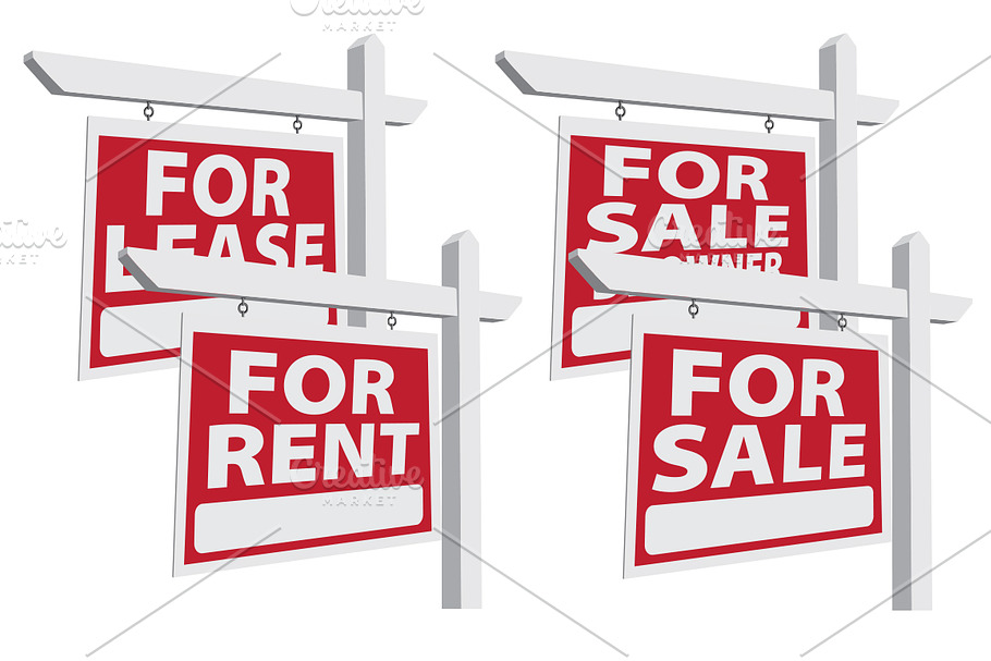Set of Four Vector Real Estate Signs