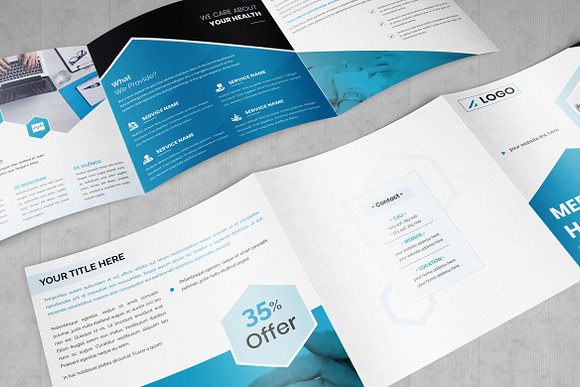 Medical Square Trifold Brochure in Brochure Templates - product preview 3