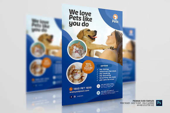 Pet Care Services Flyer in Flyer Templates - product preview 1