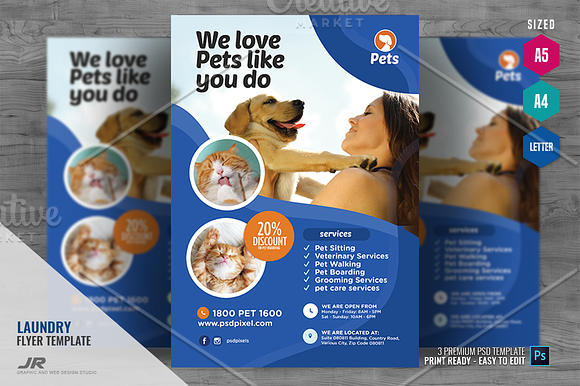 Pet Care Services Flyer in Flyer Templates - product preview 3