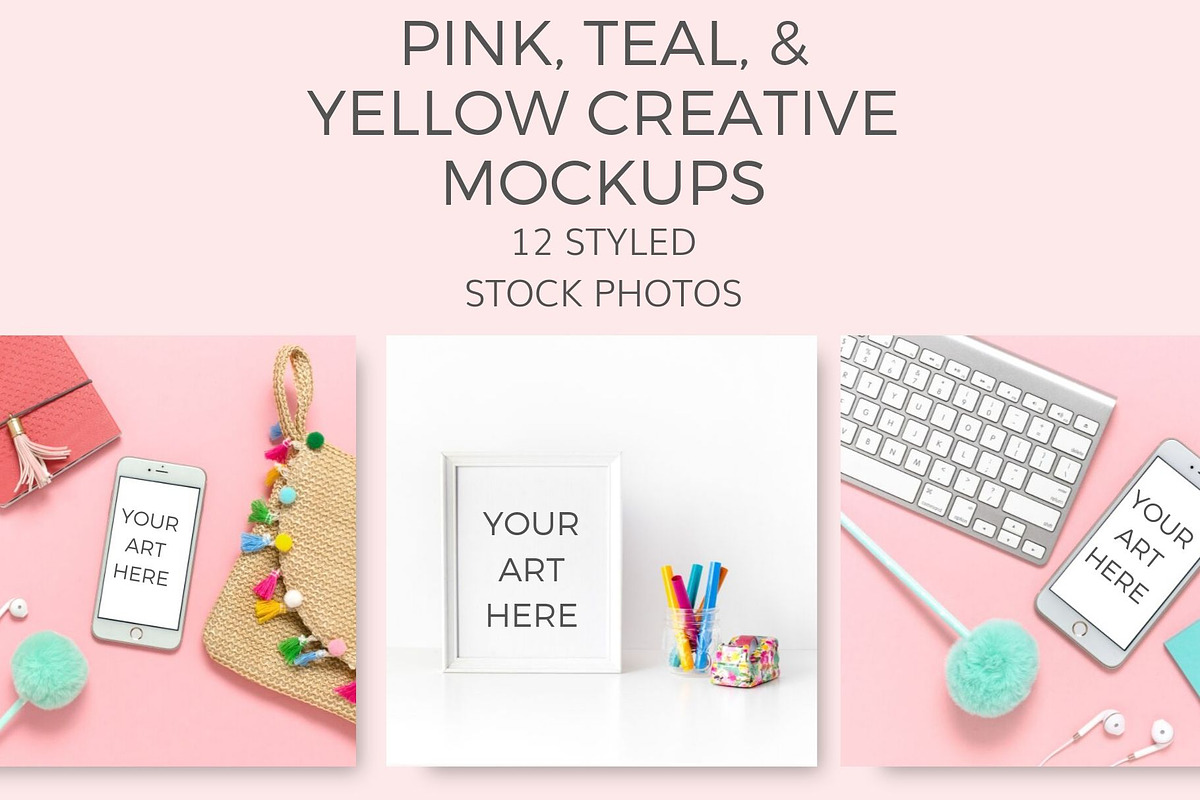Pink Teal Yellow Mockups (23 Images) in Mobile & Web Mockups - product preview 8